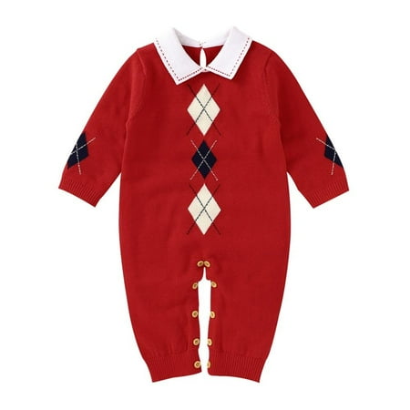 

Summark Newborn Infant Baby Boys Girls Solid Color Bodysuit Jumpsuits with Button Long Sleeve Thread Cotton Rompers