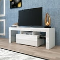 thumbnail image 6 of Segmart TV Stand Livingroom Furniture with LED Lights, Modern High Gloss Entertainment Center with 2 Storage Drawers and Open Shelves for Up to 60 Inch TVs, Television Stands Console Table, White, 6 of 8