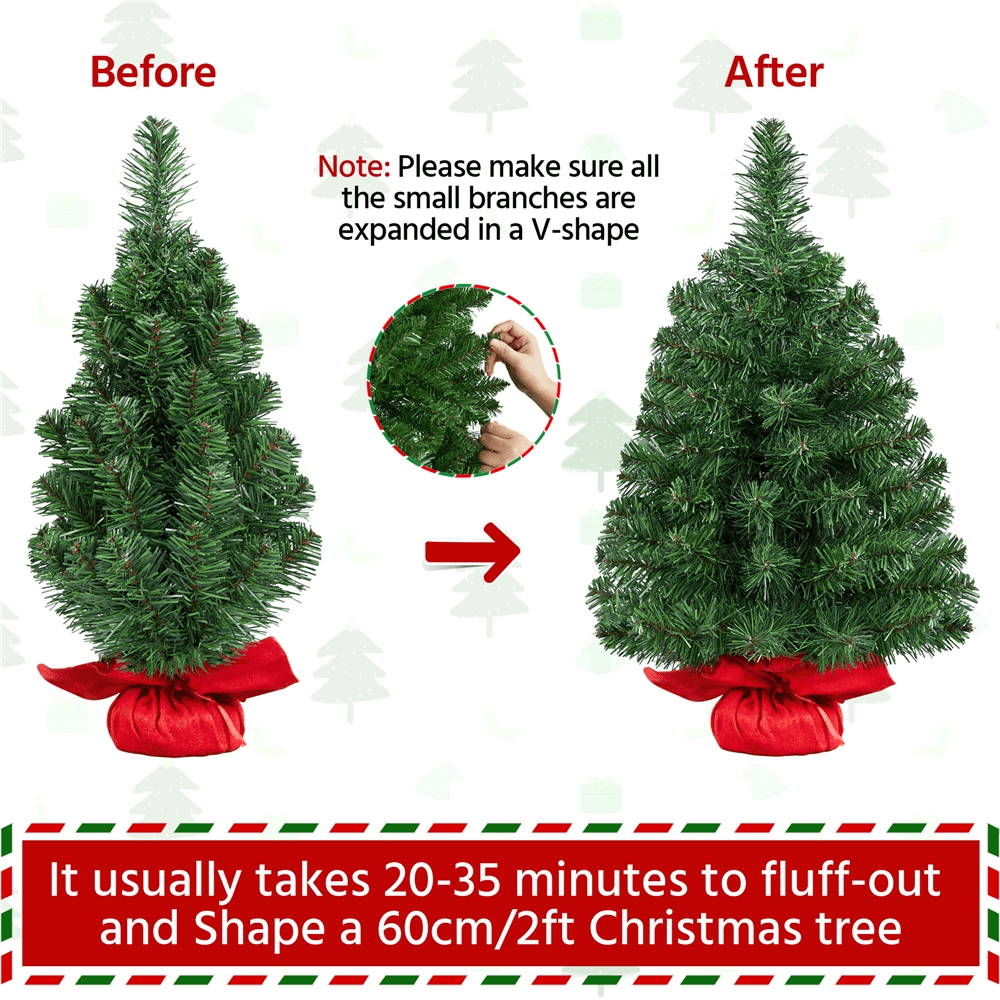 Alden Design 2Ft Tabletop Mini Artificial Christmas Tree with Concrete Base, Green
