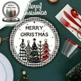 thumbnail image 2 of PuSpu Christmas Parties Disposable Tableware Black White Checkered Christmas Tree Theme 7-inchs 9-inchs Paper Plates Paper Cups Tissue Set Of Party-Themed Paper Plates Set, 2 of 6