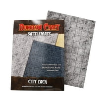 Dungeon Craft Battlemaps Board Game, Battle Mat for Dungeons and Dragons, Double-Sided Gloss Laminated DND Mat, Wet and Dry Erase Board, Table Top Games (City Pack, 24"x33"/1" Grid)