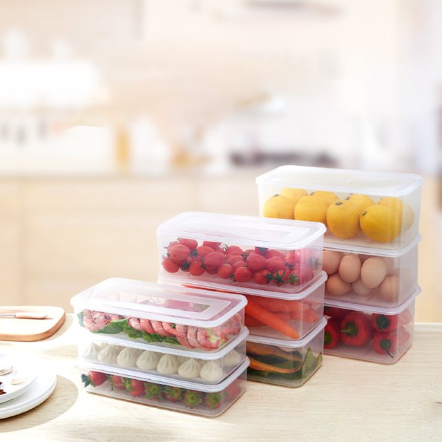 Fiudx Caja de Almacenamiento para Refrigerador, Plástico Transparente, Gran Capacidad, Tapa para Mantener La Frescura con Escurridor, Apta para Alimentos, Ideal para Refrigerador, Solución de Almacen