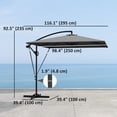 thumbnail image 2 of Grey Patio Offset Cantilever Umbrella, UPF 50+ UV Protection Polyester Parasol with 360° Rotation, Tilt & Crank Handle, Includes Cover & Wind Ropes for Garden, Backyard, Patio, 2 of 7