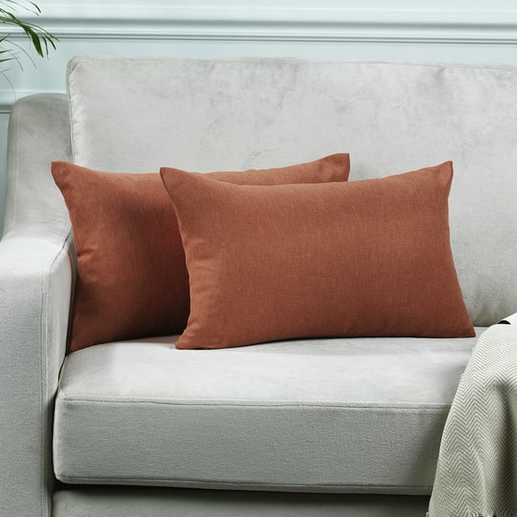 3S Brother's Solid Cushion Cover Super Soft & Cozy Home Décor Throw Pillow Case for Chair Couch Bedroom & Livingroom Décor Pillowcase with Invisible Zipper Set of 2 Pieces - Brick 12"x20" Each