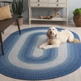 thumbnail image 4 of SAFAVIEH Braided Neville Bordered Machine Washable Reversible Area Rug, Navy/Grey, 4' x 6' Oval, 4 of 12