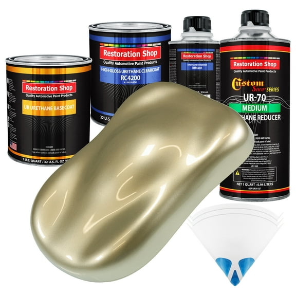 Champagne Gold Metallic Quart URETHANE BASECOAT CLEARCOAT Car Auto Paint Kit