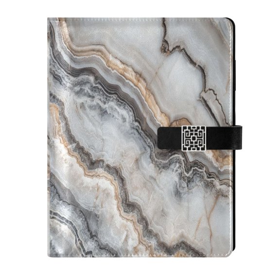 Premium Faux Leather Notebook - Refillable, Multi-Functional Organizer, 23.3x17cm, All-Season Use,Marble