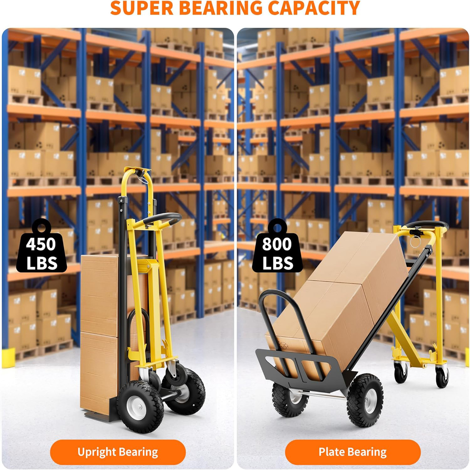 CazToi 3 in 1 Folding Hand Truck 770lbs Capacity Folding Aluminum Dolly