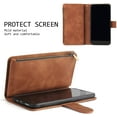thumbnail image 5 of Wallet Case for Samsung Galaxy S23 Ultra 5G, Premium PU Leather Magnetic Closure Handbag Zipper Pocket Case Kickstand Card Slots with Hand Strap Shockproof Flip Case - Brown, 5 of 7
