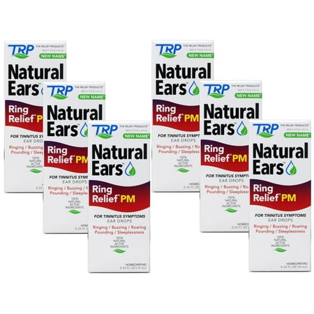 6 Pack - TRP Natural Ears, Ring Relief PM Ear Drops for Ringing in The Ears and Tinnitus Symptoms, Night time Formula