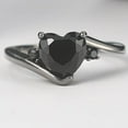 thumbnail image 2 of Black Gold Plated Heart Shaped Stone Solitaire Style Wedding Engagement Promise Statement Ring, 2 of 4
