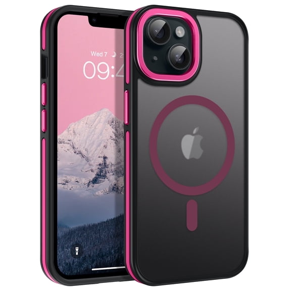 VENINGO Magnetic Phone Case for iPhone 13 & iPhone 14 Compatible with Mag-safe,Translucent Matte Shockproof Scratch Resistant Phone CaseHot Pink