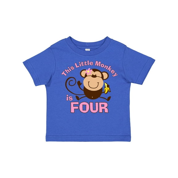 Inktastic Little Monkey Girl 4th Birthday Girls Toddler T-Shirt