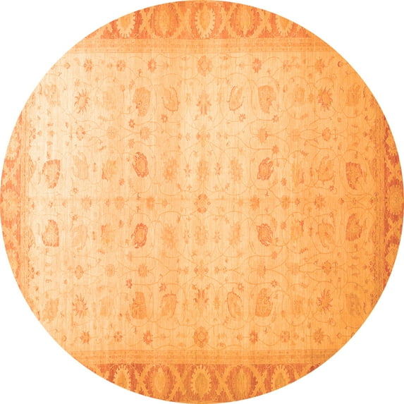 Ahgly Company Indoor Round Oriental Orange Traditional Area Rugs, 3' Round