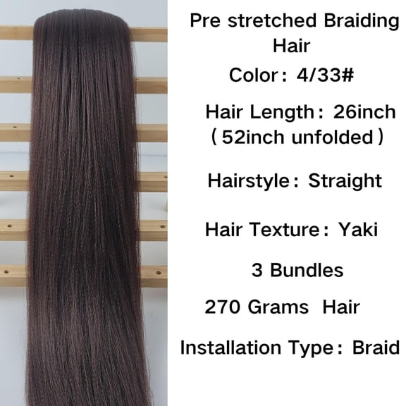 WEIF-4/33 Kinky Braiding Hair Pre stretched Hypoallergenic Synthetic Ez Braid Braiding Hair