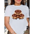 thumbnail image 1 of Women'S Casual Crew Neck T-Shirt, Quick Drying Knit Fabric, Regular Length, with Chocolate Dripping Stacked Geometric Pattern, for All Seasons, 1 of 6
