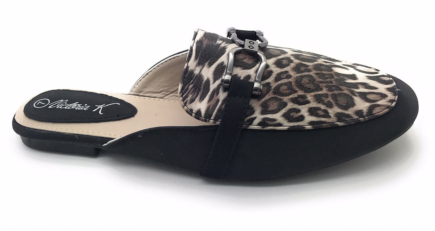 Victoria K Leopard Print Slip On Mules (Women)
