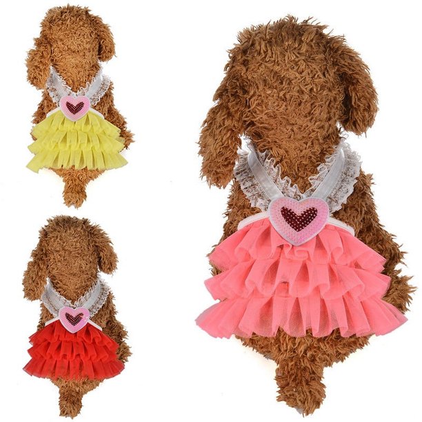 onlyliua Ofertas Semanales Vestido de Verano con Estampado de Malla y Volantes con Encaje para Mascotas y Gatos.