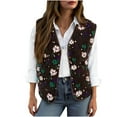 thumbnail image 2 of Women's Sherpa Vest Sleeveless Button Down Floral Print Open Front Fuzzy Gilet Outerwear Fall Winter Warm Cozy Loose Fit Jacket, 2 of 5
