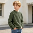 thumbnail image 7 of Enjoytime Crewneck Sweatshirt Boys Solid Color Long Sleeve Pullover Tops Casual Warm Fall Winter Clothes for Kids, 7 of 7