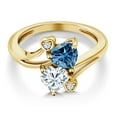 thumbnail image 3 of Gem Stone King 18K Yellow Gold Plated Silver Persian Blue Moissanite White Moissanite Ring for Women (1.63 Cttw, Heart Shape 6MM, Gemstone Birthstone, Size 6), 3 of 6