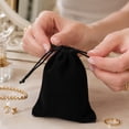 thumbnail image 3 of Velvet Drawstring Pouches, Soft Jewelry Gift Bags Small Storage Bags for Necklaces Bracelets Earrings and Trinkets for Home and Travel Use Velvet Fabric, Black, 3 of 7