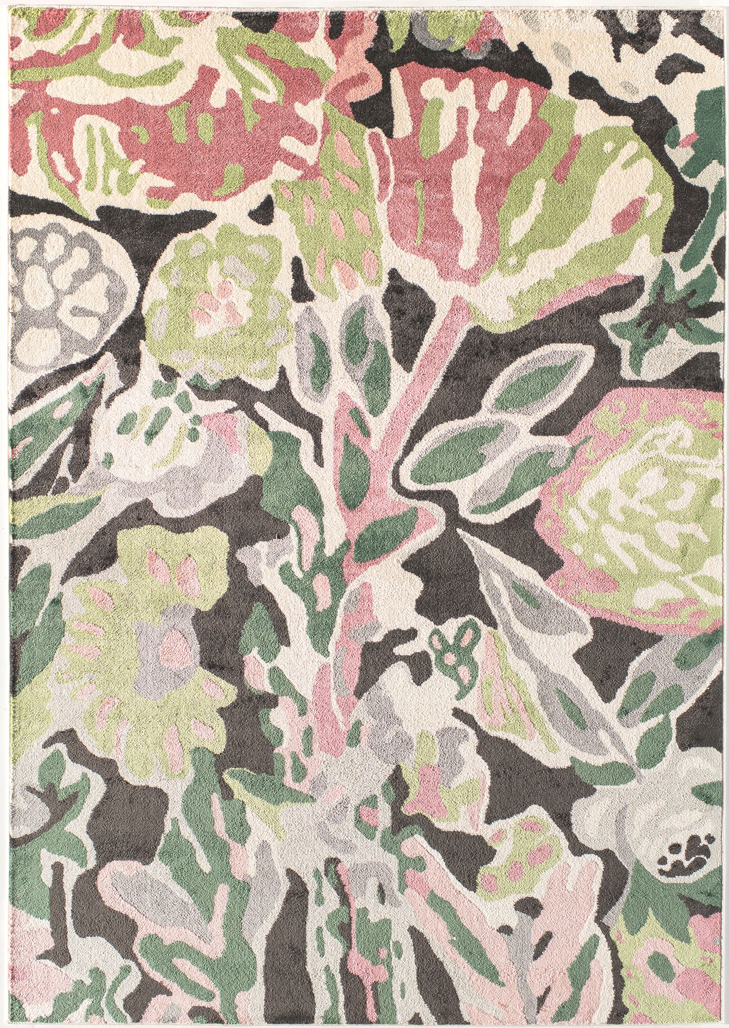 Rugs America Hanna VA15A Summer Bloom Floral Transitional Black Area Rug, 9'x12'