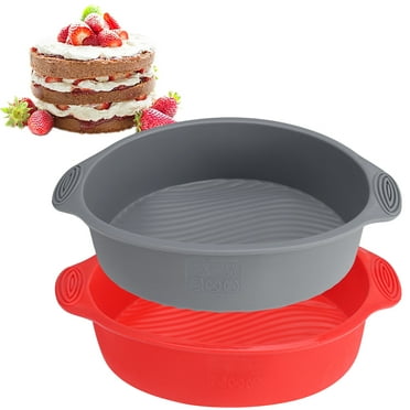 LUIISIS 2Pcs Silicone Round Cake Pan, 9 inch Non Stick Reusable Cake Molds for Baking Cheese Cake, Chocolate Cake, Mousser Cake