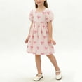 thumbnail image 2 of HAOTAGS Dreses for Girls,Comfort Tank Summer Park Play Shift Short Sleeve Dress Pink 6-7, 2 of 9