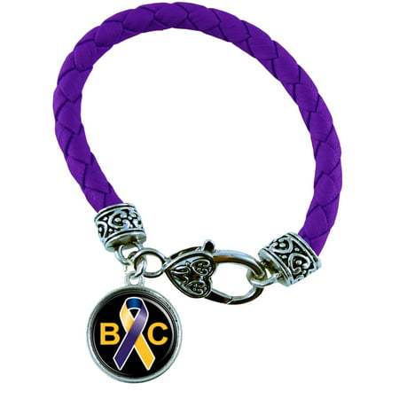 Bladder Cancer Awareness Purple Leather Bracelet Jewelry