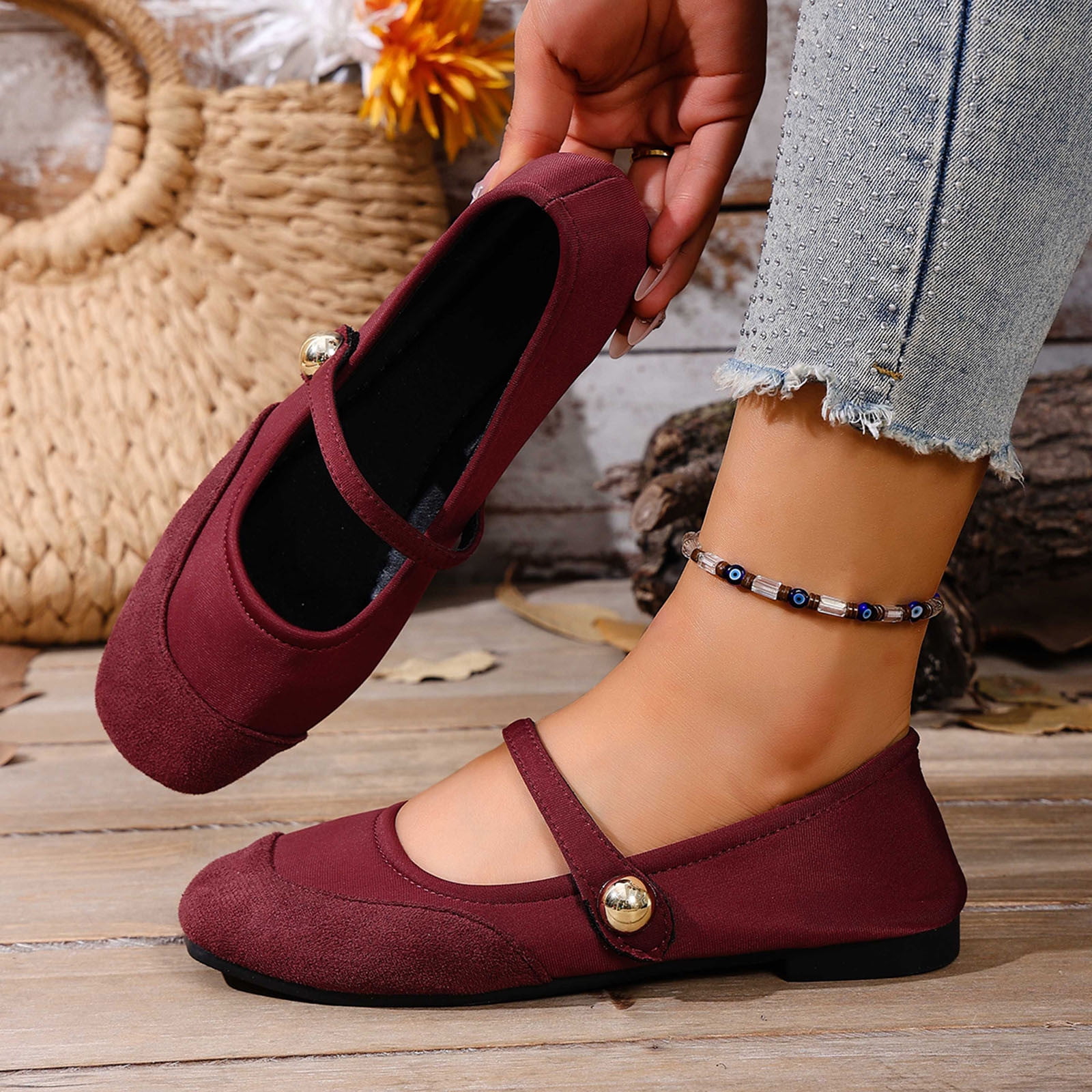 Wowcloth Women's Retro Multi-Color Fabric Slides - Comfortable Flat Non-Slip Sandals with Versatile Fashion Design for Fall/Winter Casual Wear