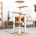 thumbnail image 4 of Árbol para Gatos Costway 176 cm Actividad Multinivel con Casita Rascador Plataformas Columnas de Cuerdas de Sisal, 4 of 9