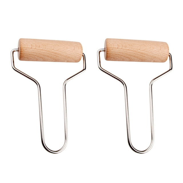 CIMAXIC 2 Pcs Outil de Roulement en Argile Bois Poignée Durable Rouleau en Argile Polymère Outil de Estampage, 5.51"X3.35"X1.1"