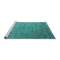 thumbnail image 2 of Ahgly Company Machine Washable Indoor Square Oriental Turquoise Blue Industrial Area Rugs, 4' Square, 2 of 4