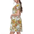 thumbnail image 2 of Balery Ducks and Flowers Vestidos sueltos de manga corta para mujer, vestidos de verano 2025, vestidos casuales de corte A con vuelo., 2 of 6
