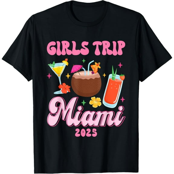 Girls Trip Miami 2025 Tropical Beach Vacation Coconut Squad T-Shirt