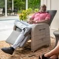 thumbnail image 5 of Emma + Oliver Aritzo Set of 2 Gray Wicker Rattan Patio Recliner Lounge Chairs with Side Flip-Up Tables for Indoor/Outdoor Use, 5 of 16