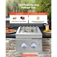 thumbnail image 5 of KFFKFF Double Side Burner with Lights Propane Built-in Side Burner 2*17000 BTU Nature Gas Burners Stainless Steel For BBQ Outdoor, 5 of 9