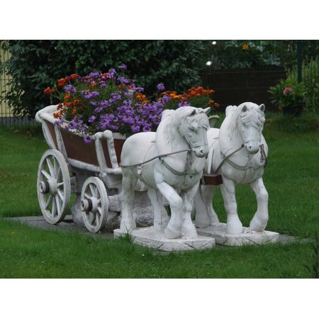 LAMINATED POSTER Flowers Front Yard Horses Kitsch Coach Romance Poster Print 24 x (Best Flowers For Front Yard)