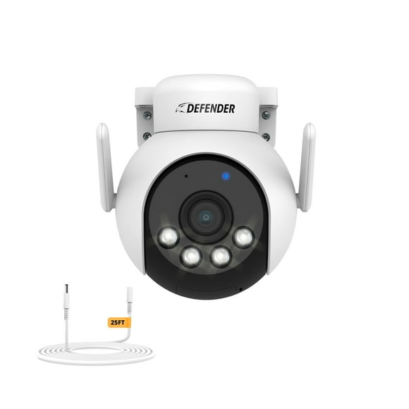 AI POWERED Defender 4K Everwatch PTZ Plug-in Security Camera Outdoor, SMART Human Detection, Criminal Deterrence, WIFI 6/Bluetooth, Color Night Vision