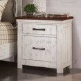 thumbnail image 2 of LiviNest Transitional Nightstand with USB Charging: Distressed White Solid Wood Bedside Table - 2 Drawers Hidden Jewelry Storage & Felt Lined for Bedroom Decor, 2 of 6