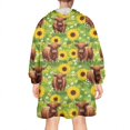 thumbnail image 2 of Highland Cow Sunflower Field Pattern Wearable Oversized Blanket,Wearable Blanket Hoodie for Adults,Cozy Hooded Blankets with Super Pockets,Super Warm Fuzzy Pullover for Women & Men, 2 of 6