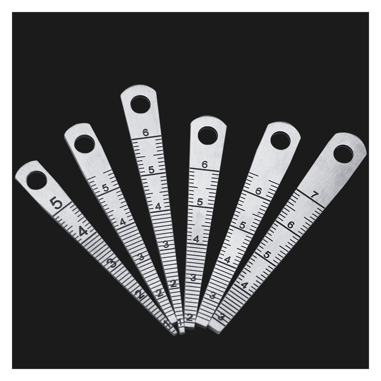 6pcs/set Taper Gauge 0-7mm Weld Inspection Ruler Stainless Steel Feeler Gauges Aperture Scale Hole Inspection Measuring Rulers ,Easy to Use
