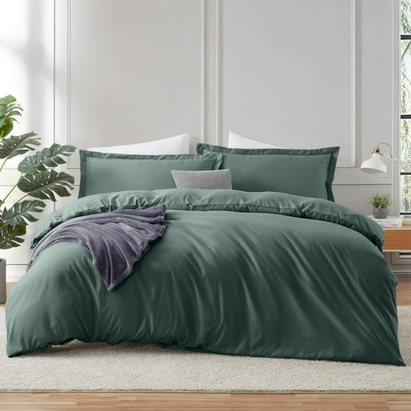 Harbor Forest Green Duvet Cover Queen Size - 3 Piece Queen Duvet Cover Set,