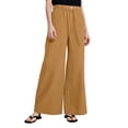 thumbnail image 2 of Oiangi Womens Palazzo Pants Drawstring Elastic Waist Flowy Trousers Casual Pockets Dress Basic Pant for Summer Holiday Khaki 2XL, 2 of 8