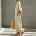 thumbnail image 4 of Kukoosong Women's Half Sleeve Maxi Dress, Stand Collar Button Front Kaftan Dress, Casual Loose Fit Boho Beach Sundress Flowy Lightweight with Pockets, 4 of 7