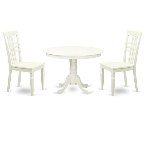 Dining Set One Round Small Table Two Chairs With Wood Seat 44 Linen White 42 In 3 Piece Com One Round Small Table Two Chairs With, Small White Circle Dining Table And Chairs