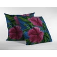 thumbnail image 3 of Hawaiian Flowers Indoor/Outdoor Fabric Pillow with Zip in Hot Pink on Blue18x18, 3 of 5