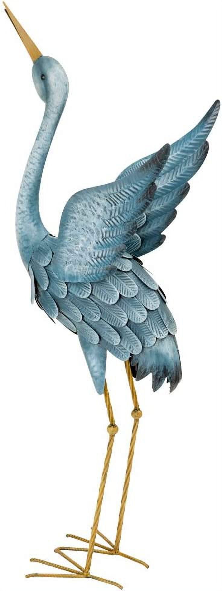 Bits and Pieces Japanese Blue Heron Metal Garden Sculpture Set Two Metal Cranes Garden Outdoor