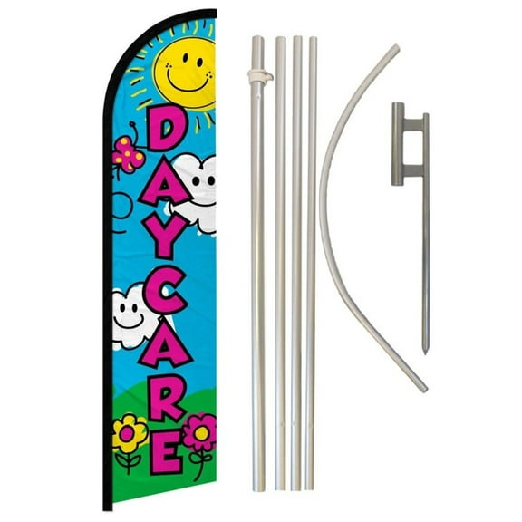 Daycare Windless Banner Flag & Pole Kit